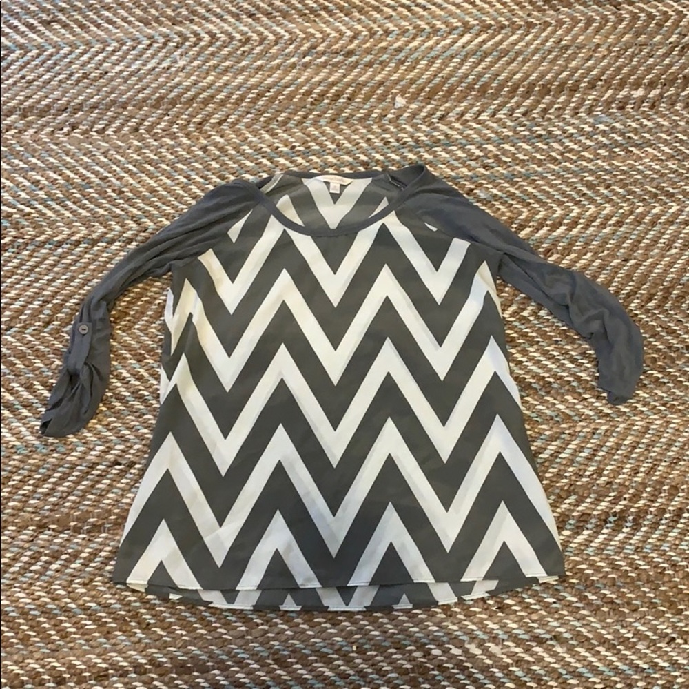 White and grey chevron blouse